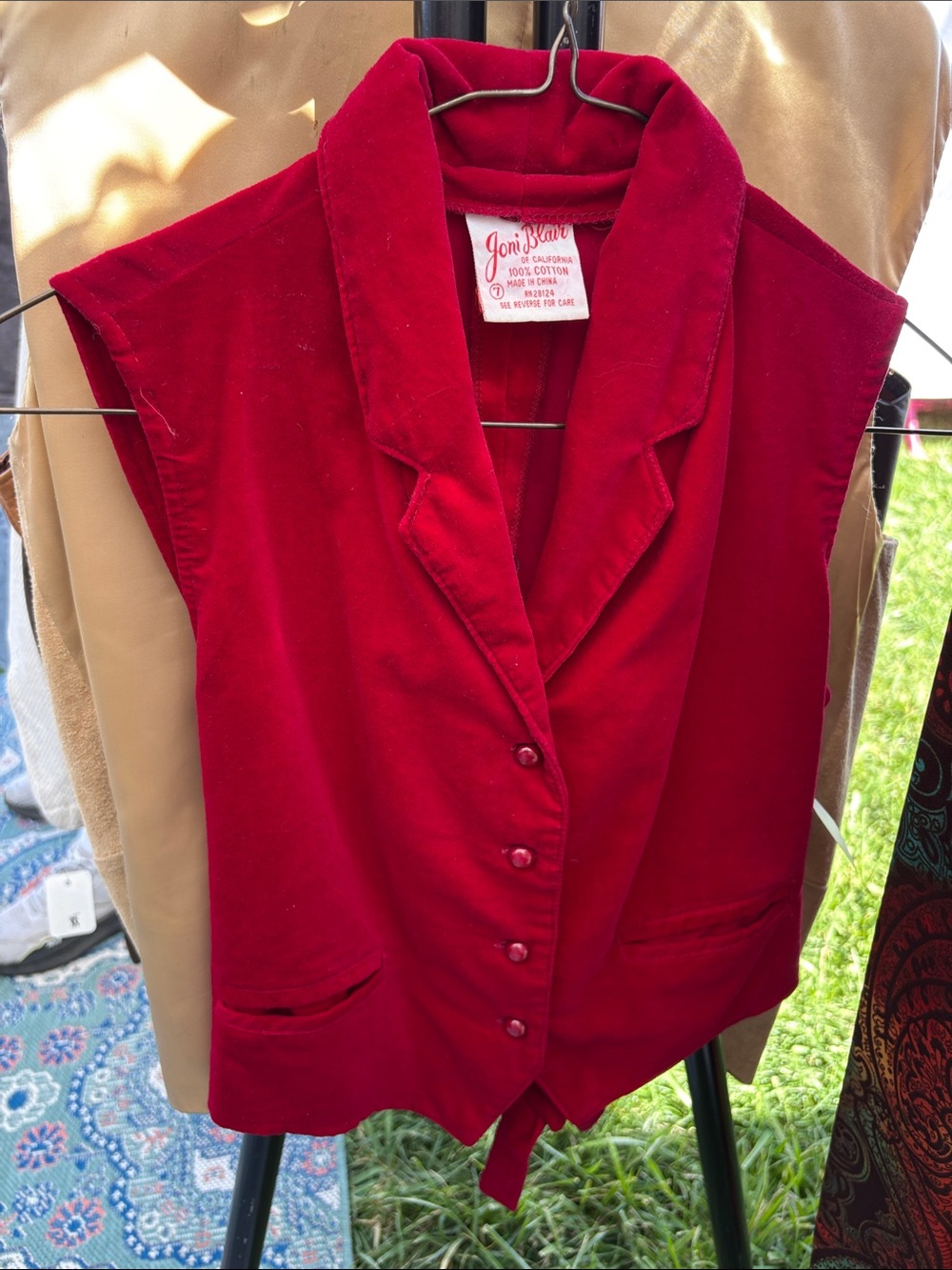 Joni Jean Red Velvet Sleeveless Vest